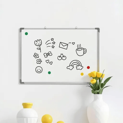 Multipurpose Magnetic White Board, Portable Dry Wipe Whiteboard Aluminium Frame For Office School and Home With Marker Pens, Magnets, Dry Eraser and Tray, Easy to Write Clean Surface for Memos Notes