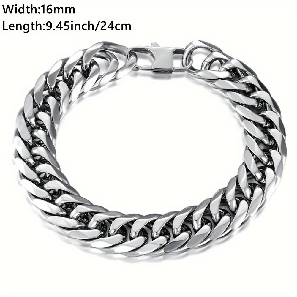16/19/21Mm Width 316 Stainless Steel Curb Bracelet Hip Hop Party Men'S 316 Stainless Steel Bracelet Heavy Chain