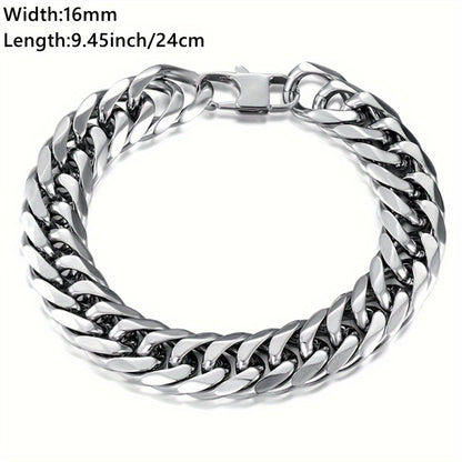 16/19/21Mm Width 316 Stainless Steel Curb Bracelet Hip Hop Party Men'S 316 Stainless Steel Bracelet Heavy Chain