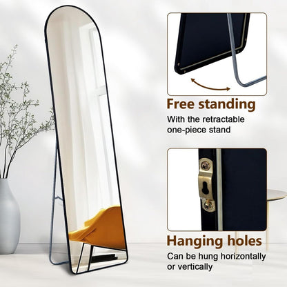 Full-Length Arched Mirror 150x40 cm / 160x50 cm – Large Standing Floor Mirror with Sleek Aluminum Frame – Modern Full Body Mirror for Bedroom or Hallway