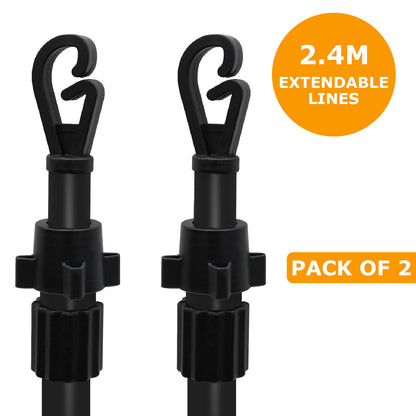 Telescopic Washing Line Prop Pole Clothesline Heavy Duty Garden Dry Clothes Drying Airer Support Clothes Line Pole Galvanised Laundry Outdoor Washing Line Poles Extendable 1.2 to 2.4M, Clotheslines