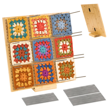 1set Bamboo Wooden Board For Knitting Crochet And Granny Squares Blocking Board For Knitting And Crochet Projects Handcrafted Knitting Stainless Steel Pins 13 Inches 33x33cm