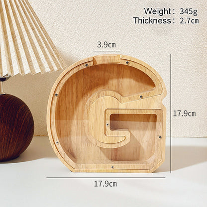1 unique 18cm*18cm wooden letter jar - 26 creative A-Z letter storage containers, transparent design, birthday gift idea, home decoration, best friend gift, and functional holiday present.