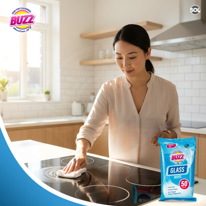 Buzz Glass Cleaning Wipes 600pk | Bulk Streak-Free Window & Mirror Cleaner Wipes | Professional Shine for Home, Car & Screens | Removes Grease & Smudges | Ideal for Holiday Cleaning & Stocking Up