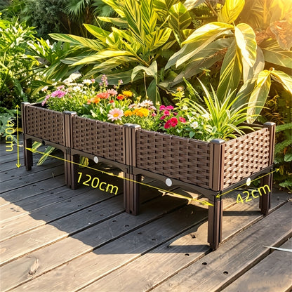 Raised Garden Bed Kit, Elevated Planter Boxes with Removable Legs, Plastic Raised Beds for Growing Veggie Herb Flower Indoor Outdoor, Easy Assembly, 116cm* 40cm* 36cm