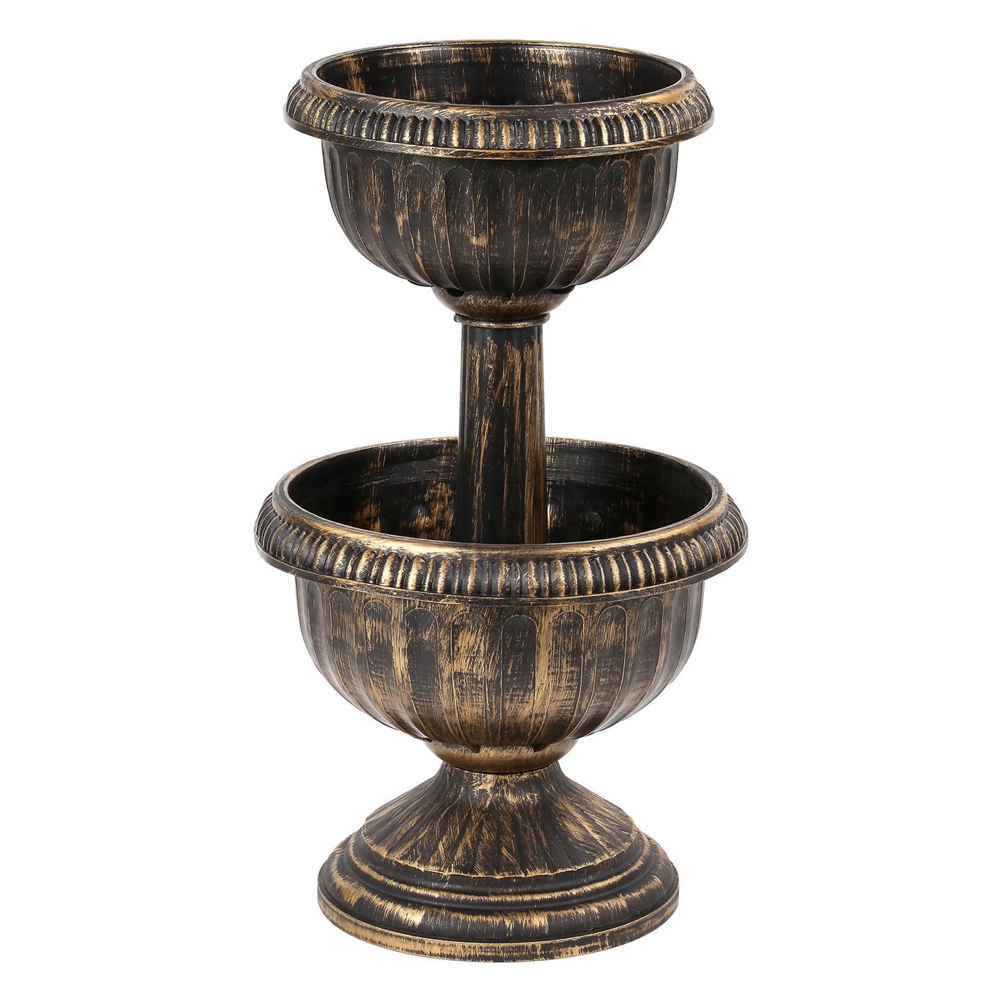 Taylor & Brown 2/3 Tier Antique Bronze Effect Flower Fountain Planter Pot Display Stand with Stable Base for Outdoor Garden, Balcony, Terraces, Patio and Decking