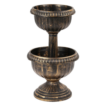 Taylor & Brown 2/3 Tier Antique Bronze Effect Flower Fountain Planter Pot Display Stand with Stable Base for Outdoor Garden, Balcony, Terraces, Patio and Decking