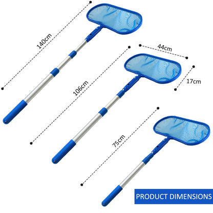 CRYSTALS Metal Pool Skimmer Net with Extendable Telescopic Pole for Swimming Pool Cleaning, Fine Mesh Pond Skimmer for Fountain, Tubs, Spa, Fish Tank