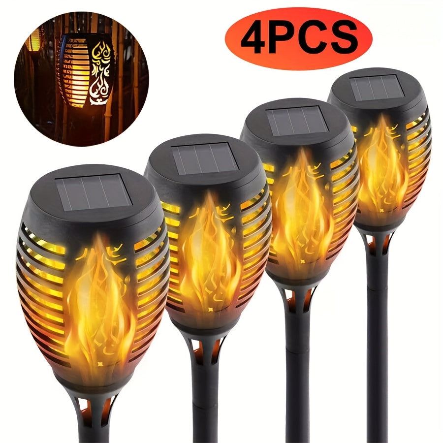 Outdoor Solar Lights, 4/8/12pcs Flickering Flame 12LED Flashing Dancing Lamp For Garden Decor Lighting, Mini Landscape Flame Lights For Yard Pathway Patio Pool Lawns Halloween Christmas Decoration