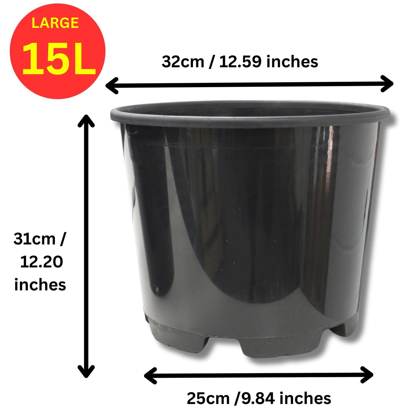 10x 15L Heavy Duty Containers Pots | Durable Recycled Plastic Plant Pots Made in the UK for Indoor & Outdoor Gardening | Includes Drainage Holes | Great for Compost or Hydroponics | Tomatoes, Vegetables, Beans, Potatoes, Flowers, Shrubs, Succulents, Herbs