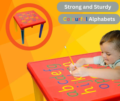 Trendi ABC Alphabet Plastic Table & Chair Set - Vibrant, Durable Kids Furniture for Learning & Play | Toddlers | Multi-Color Plastic Furniture for Kids UK (Red & Blue)