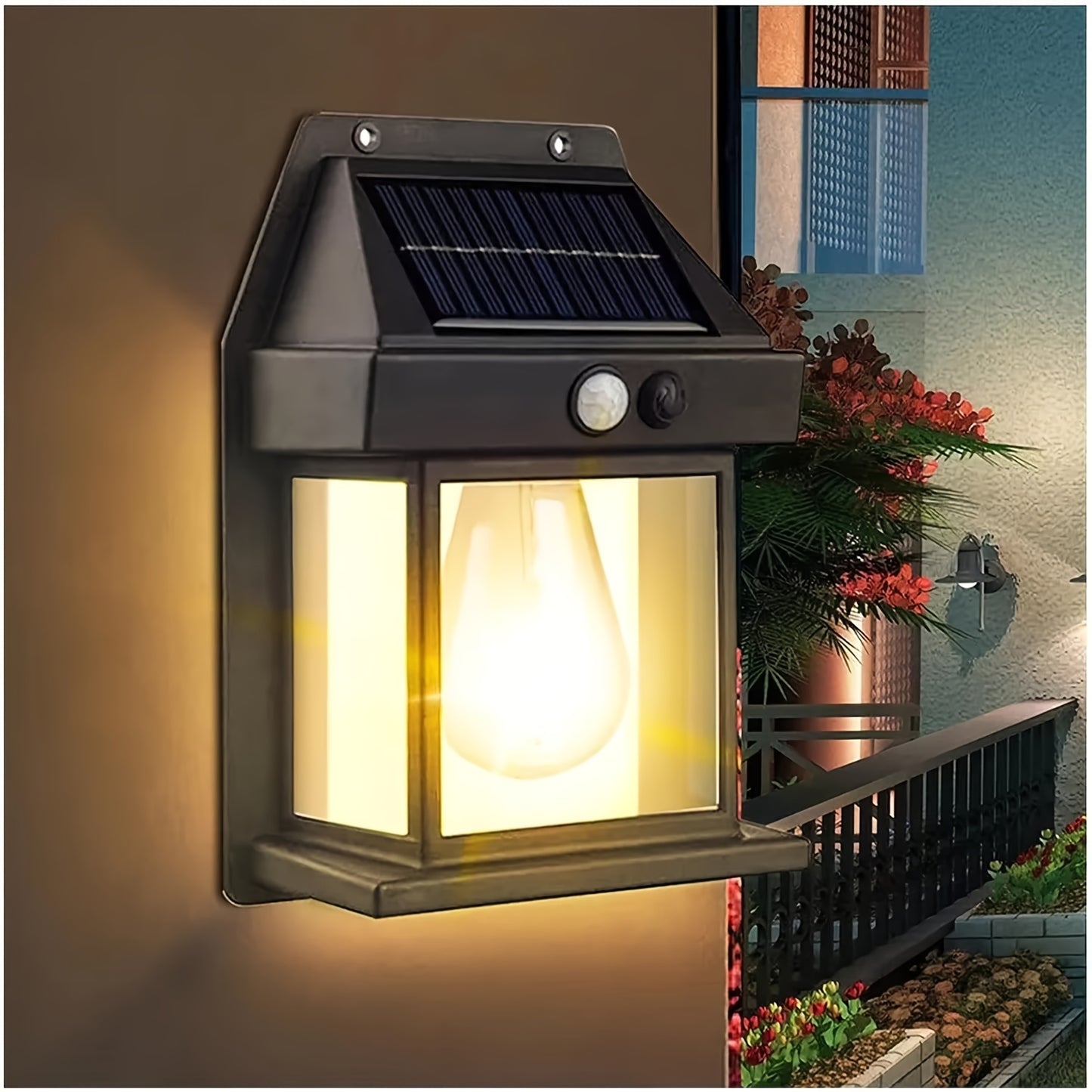 New Style Solar Filament Wall Lamp, 3 Modes, Motion Sensor Outdoor Light, Perfect for Festival Gifts, Weddings, Yard Decorations, Bars, 3500 Lumens, Salons, And Store Displays, Villa Garden Yard IP65 Decorative Sensing Lanterns