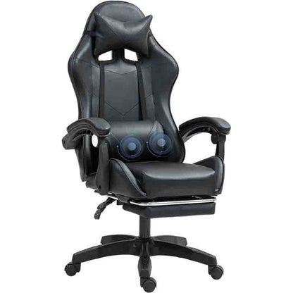 Gaming Chair with Footrest & Lumbar Support – Ergonomic Reclining Office Chair with Optional Massage, 120kg Capacity, High Back Swivel