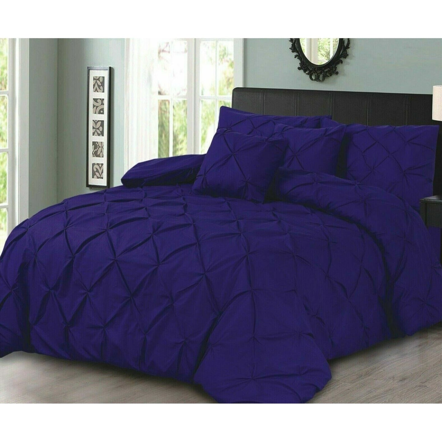 PINTUCK PLEATED ALFORD EGYPTION COTTON MIX DUVET COVER WITH PILLOW CASEA ALL SIZES SINGLE DOUBLE KING SUPER KING