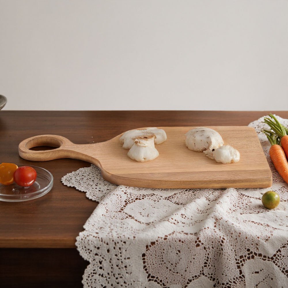 Set of 2 Acacia Wood Slicing Boards - Safety Cheese Charcuterie Board, Durable Kitchen Cutting Boards Fruit Board Serving Board for Food Preparation, Curved Edges & Hanging Holes, Food Safe Wood Material, Perfect for Couples And Home Chefs