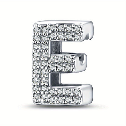 Fashion 925 Sterling Silver 26 Alphabet Letter Charms with Clear CZ for Women Jewelry Making Bracelet Necklace Accessories