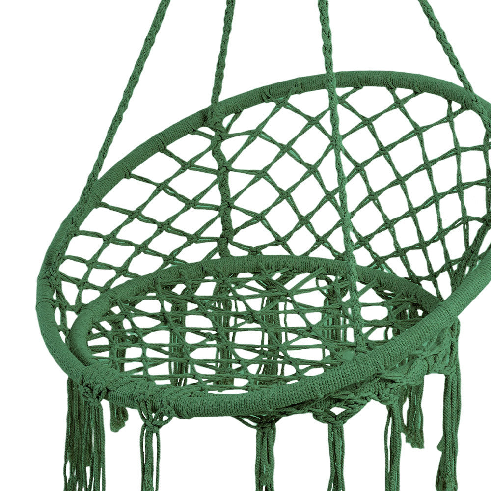 Balcony Rocking Chair, Courtyard Woven Hanging Basket, Hanging Cotton Rope Iron Ring Hanging Chair, Suitable for Indoor, Outdoor, Home, Balcony, Courtyard, Garden, Maximum Load Capacity: 200kg, Material: Iron Ring, Cotton Rope (No Include Cushion)