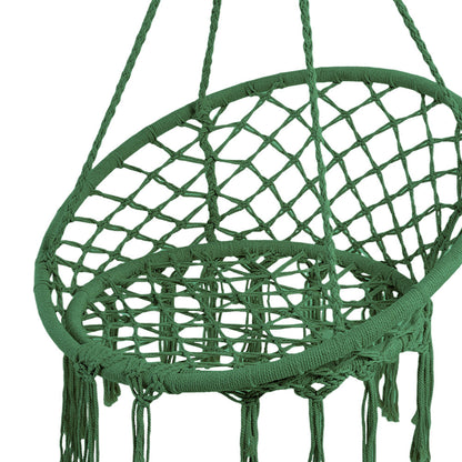 Balcony Rocking Chair, Courtyard Woven Hanging Basket, Hanging Cotton Rope Iron Ring Hanging Chair, Suitable for Indoor, Outdoor, Home, Balcony, Courtyard, Garden, Maximum Load Capacity: 200kg, Material: Iron Ring, Cotton Rope (No Include Cushion)