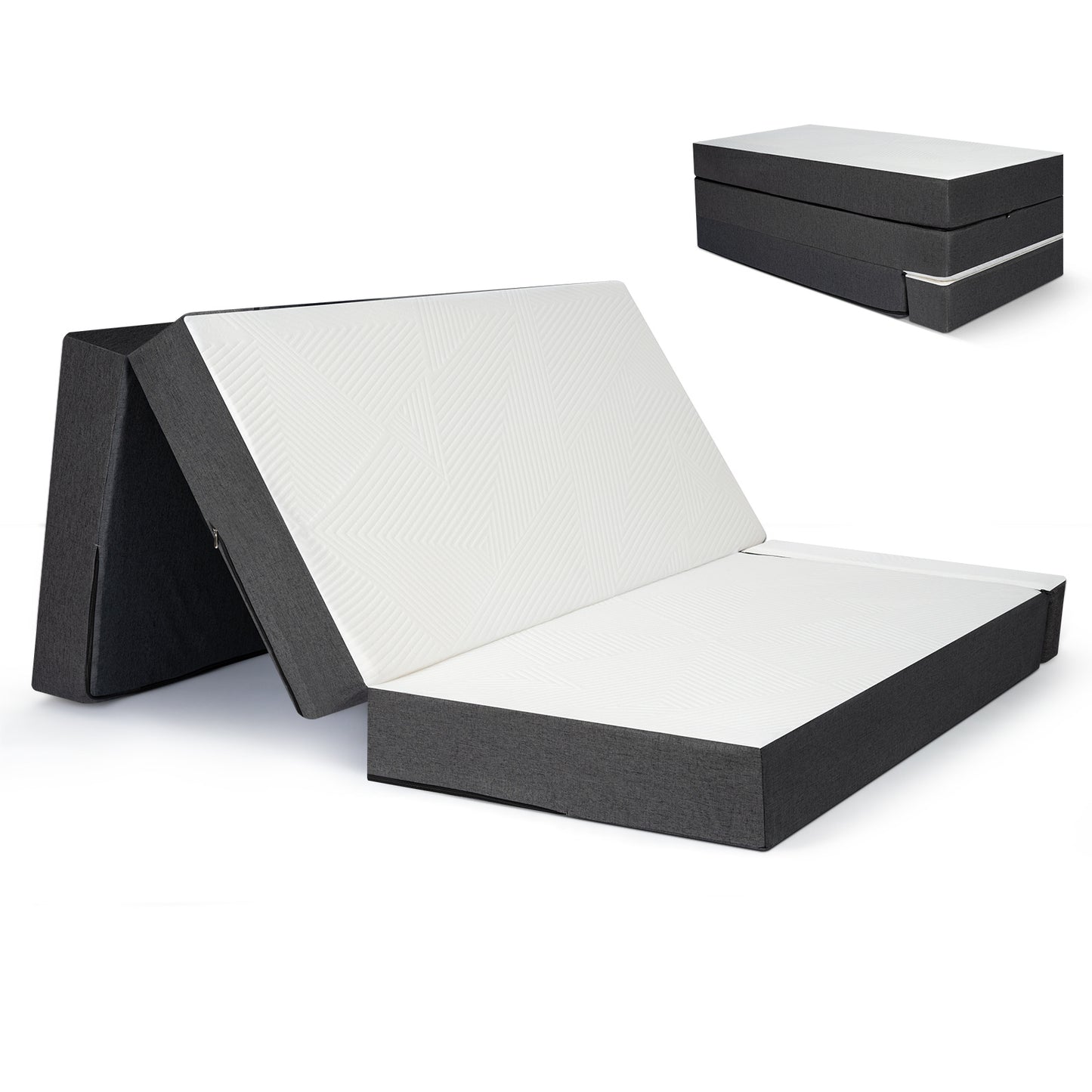 Folding Mattress Single 15cm Tri-Fold Foam Mattress with Removable Washable Cover, Foldable Floor Mattress for Travel, Camping, Guest Bed, Small Spaces