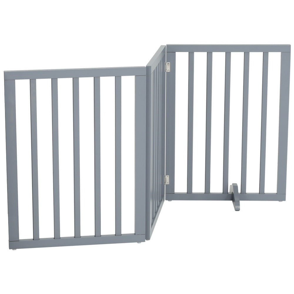 Freestanding Dog Gate Extra Tall Folding Wooden – Indoor Pet Safety Barrier with 2 Support Feet for Stairs, Doorways & Rooms, Foldable Puppy Gate for Home Use