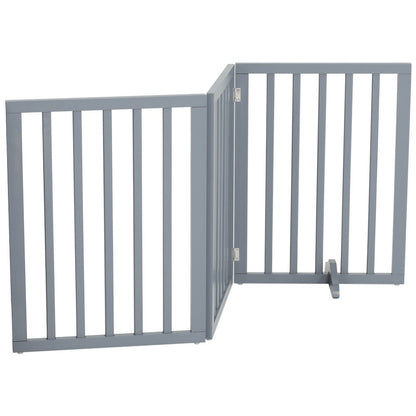 Freestanding Dog Gate Extra Tall Folding Wooden – Indoor Pet Safety Barrier with 2 Support Feet for Stairs, Doorways & Rooms, Foldable Puppy Gate for Home Use