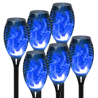 6Pack Solar Torch Lights with Flickering Flame, Solar Flickering Lights, Auto On/Off, IP65 Waterprrof, Solar Lights Outdoor Solar Pathway Lights Landscape Lighting for Garden Lawn Patio Yard Outdoor Decorations