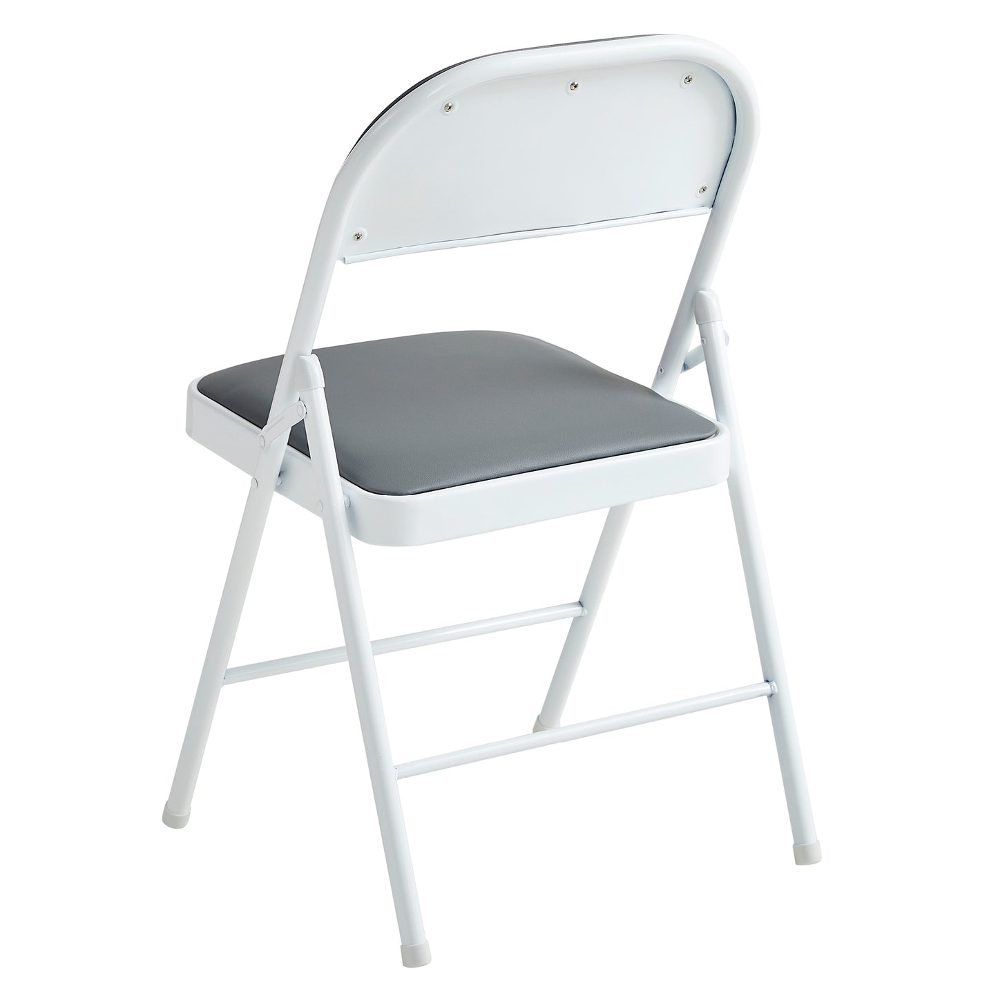 Set of 4 Folding Chairs, Faux Leather Foldable Chairs with Metal Frame and Padded Seat, Easy to Fold and Store for Home, Office, Dining and Reception