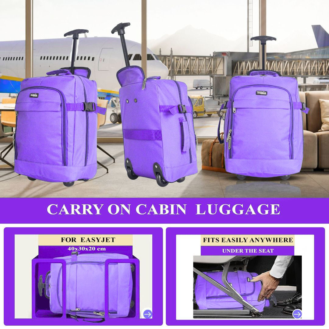 ZAHRAB 40x30x20cm Cabin Bag Underseat Bag Lightweight Hand Luggage Cabin Trolley with Wheels Flight Bags Suit Case