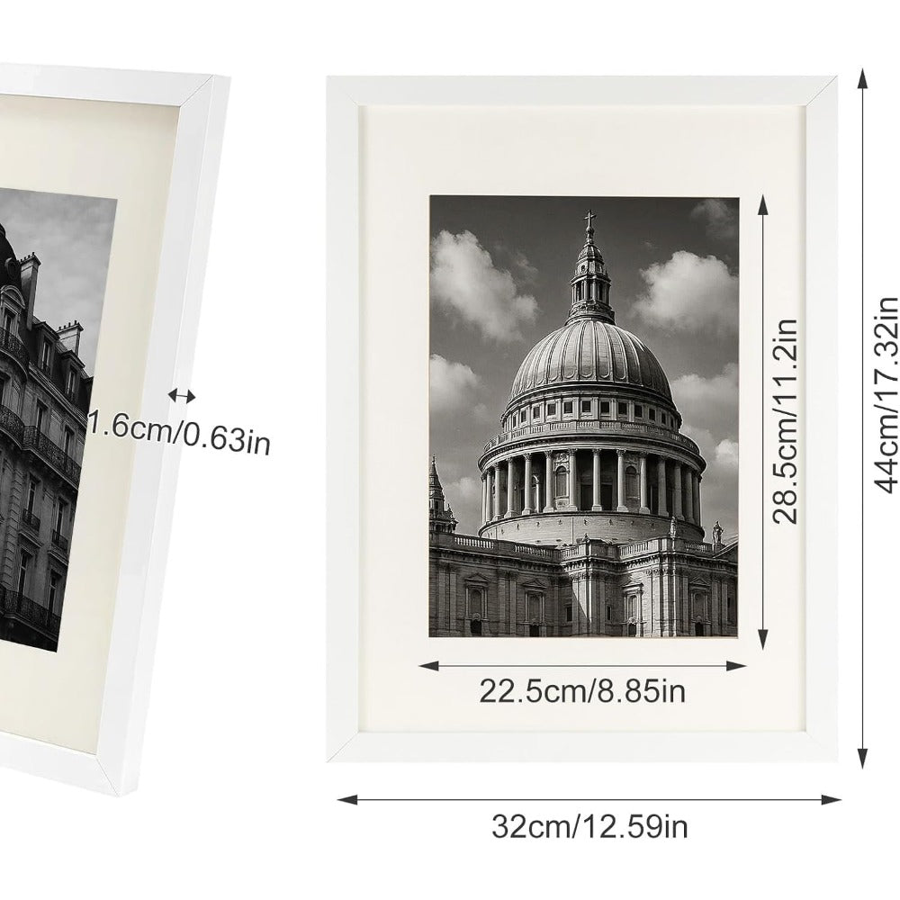 3 Pack A3 Photo Frame 29.7 x 42cm Black/White Picture Frame Wall & Tabletop Frames, Portrait or Landscape Display for Posters, Prints & Certificates