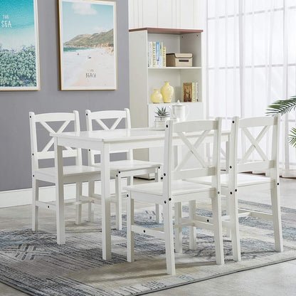 Classic Solid Wooden Dining Table and 4 Chairs Set Kitchen Home