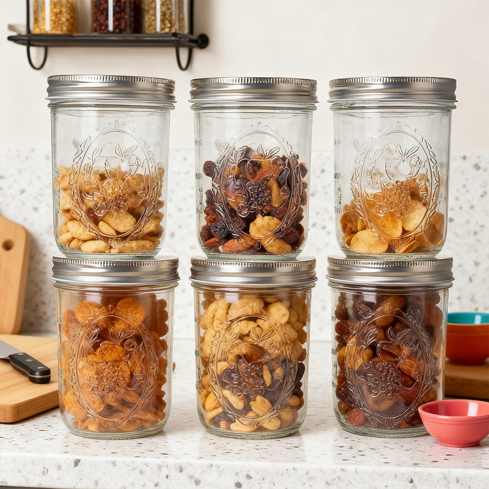 Round Wide-Mouth Mason Jar, Glass Sealed Jar with Lid, 550ml (18.6oz) Large Capacity Storage Container, Perfect for Canning, Juices, and Jams