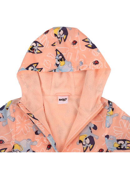 Bluey Raincoat with Hood, Insulated fleece lined Jacket, Pink