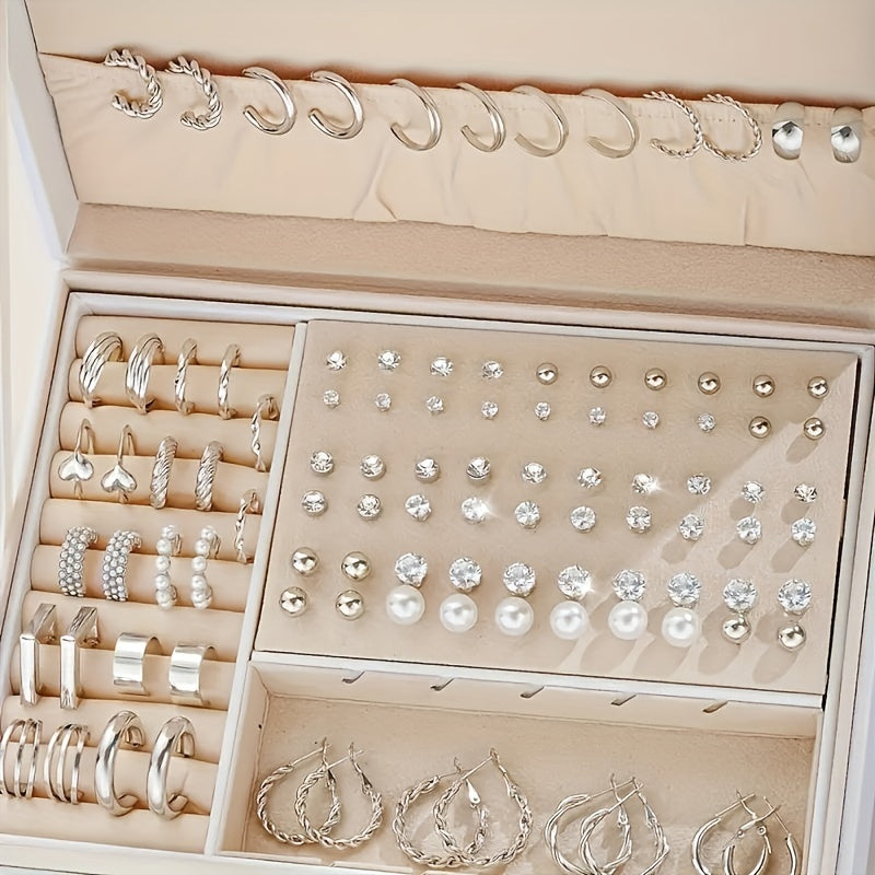 102pcs Women'S Minimalist Geometric Elegant Temperament Earring Set with Studs for Holiday Dates And Daily Wear (No Box)