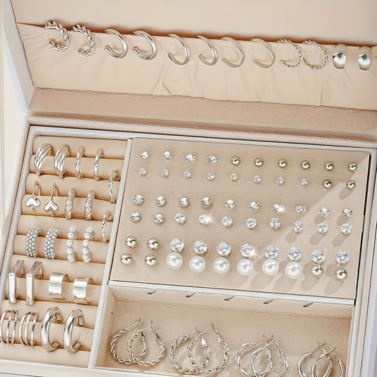 102pcs Women'S Minimalist Geometric Elegant Temperament Earring Set with Studs for Holiday Dates And Daily Wear (No Box)