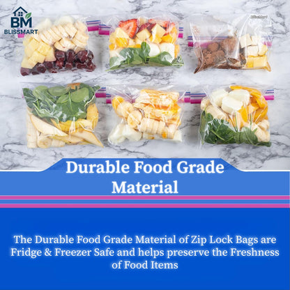 94 Reusable Zip Seal Food Storage Freezer Bags - Reusable Plastic Organising Bags for Fruits, Vegetables, Beans, and Meal Prep, Food Storage Solution | Freshness Bags | Secure Closure, Food Storage Bags