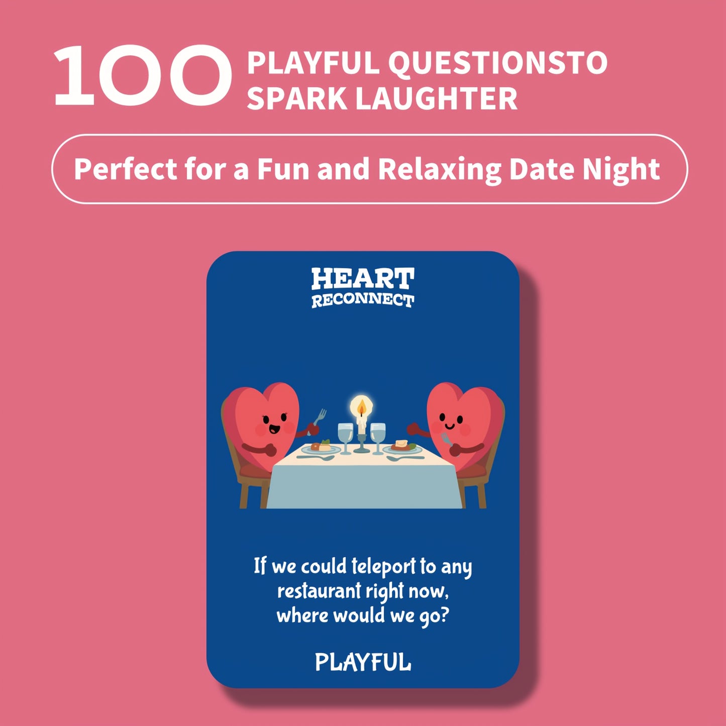 Heart Reconnect Couple Conversation Cards - 200 Questions Card Game for Date Nights & Travel Adventures, 100 Thoughtful & 100 Playful | Great Gift for Valentine Anniversary