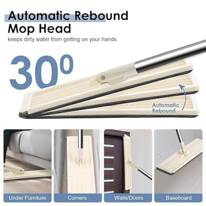 360° Flat Squeeze Microfiber Mop and Bucket Set Floor Mop and Bucket System Set Mop Home Floor Tiles Cleaning Wet Dry Cleaning Buckets for Floor Cleaning