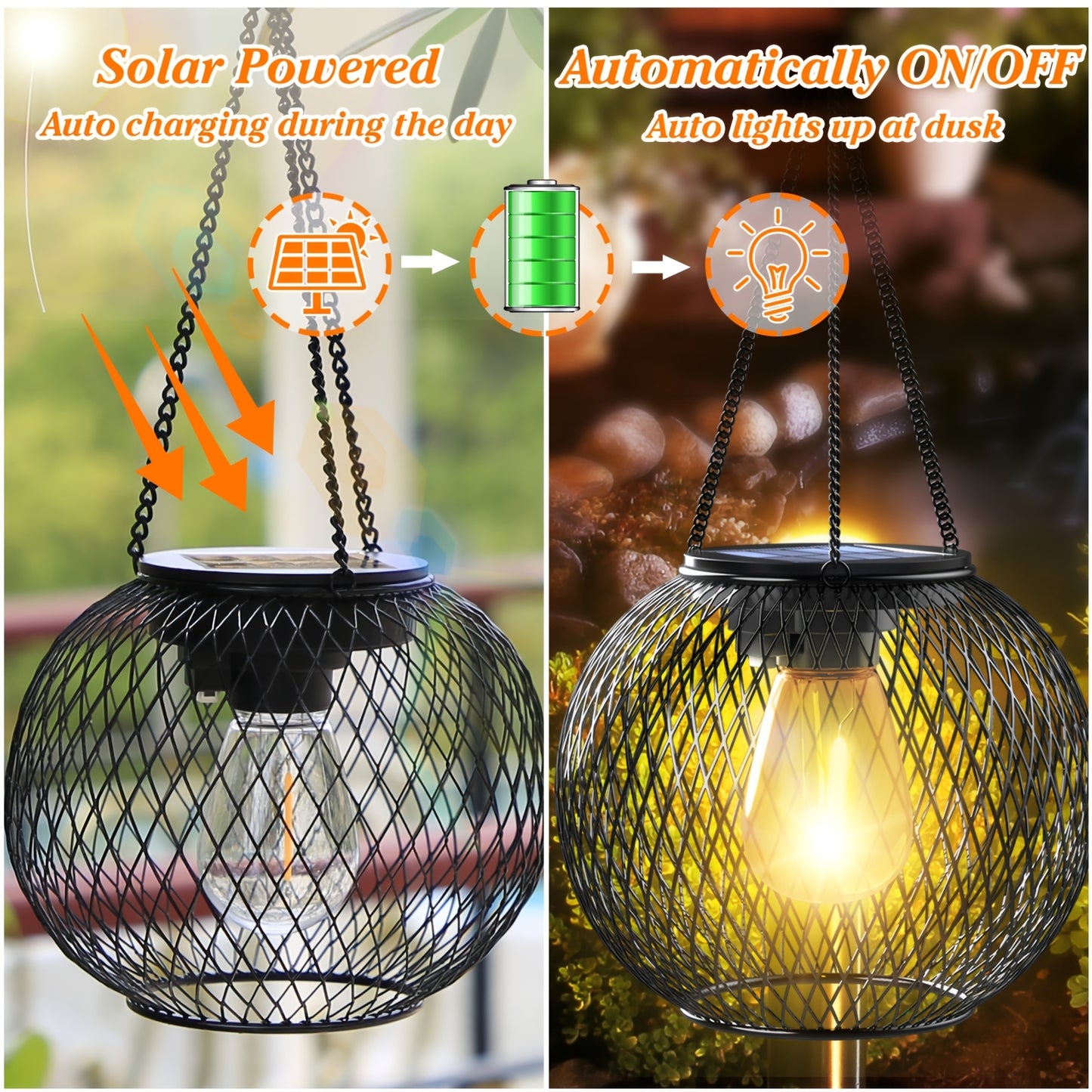 Solar Lantern Outdoor, IP44, Upgraded Hanging Solar Lights Outdoor Garden Decorations Decorative Lighting Solar Powered Tree Lantern for Garden Yard Patio Pathway, 2 Pack