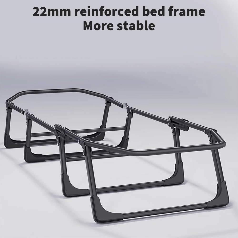 1pc Portable Folding Camp Bed- Adjustable with Mattress& Side Pocket, Grey Lightweight Outdoor Guest Bed, Compact Foldable Design for Camping, Travel, Picnics, Home Office Use, Camping Bed, Sturdy Frame, A Great Christmas Gift, Ergonomic Seating