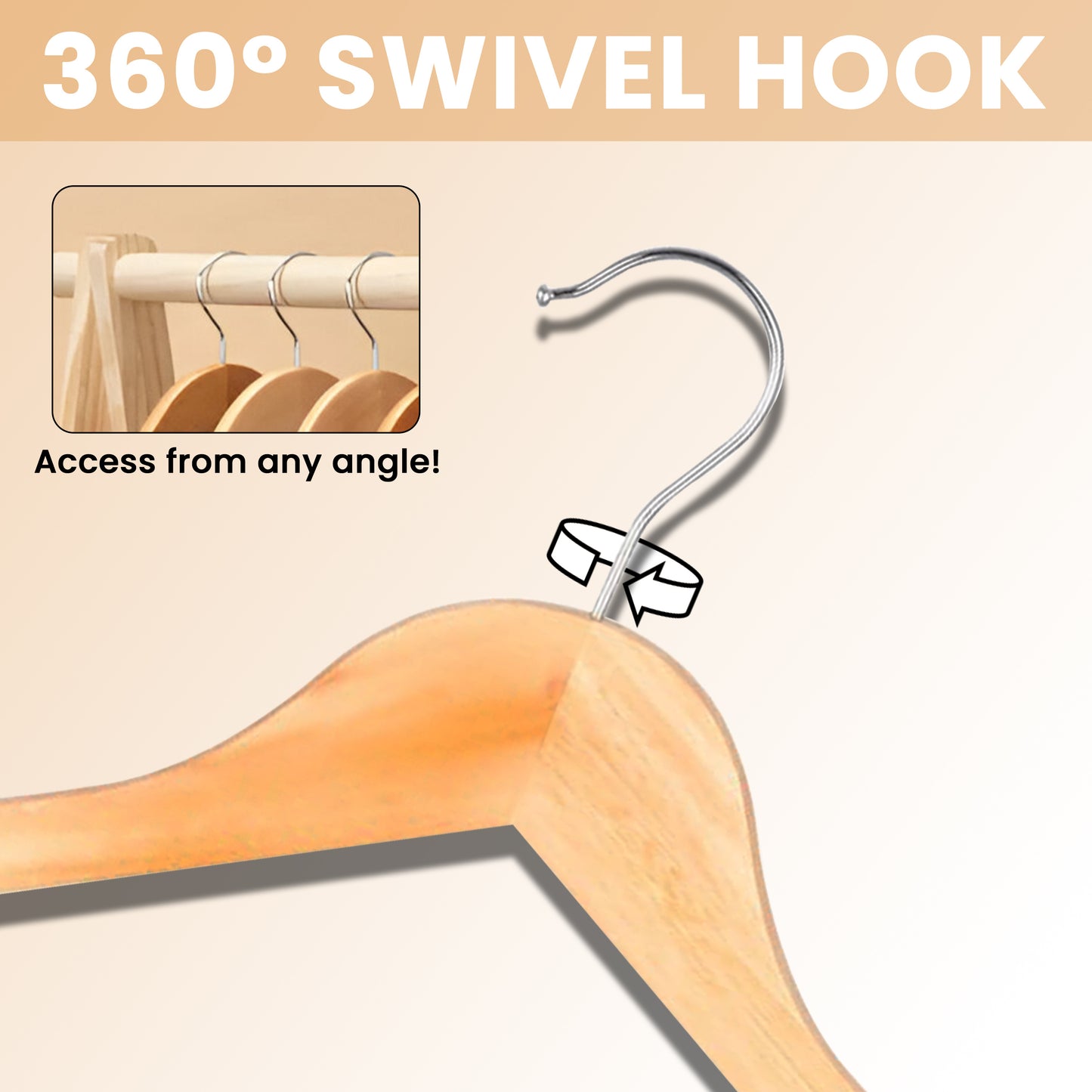 20/40/80pc Wooden Hangers Coat Hangers Smooth Finish Trouser Pants Bar 360° Swivel Hook Cut Notches for Camisoles Durable Wood Suit Hangers