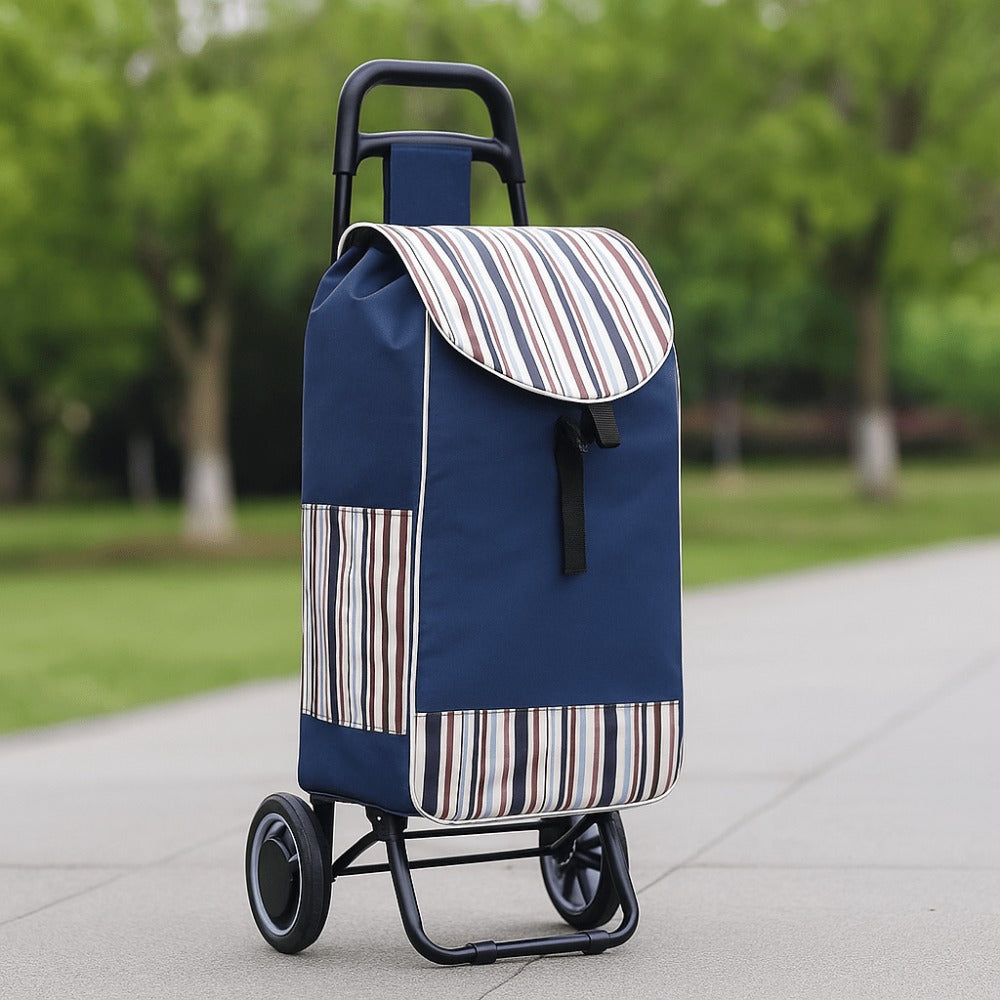 Shopping Trolley Replacement Bag Blue – Foldable Lightweight Bag with Sturdy Handles & Side Pockets for Grocery Shopping, Supermarket, Travel & Errands, 33x20x57cm (Bag Only)
