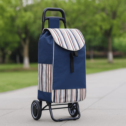 Shopping Trolley Replacement Bag Blue – Foldable Lightweight Bag with Sturdy Handles & Side Pockets for Grocery Shopping, Supermarket, Travel & Errands, 33x20x57cm (Bag Only)