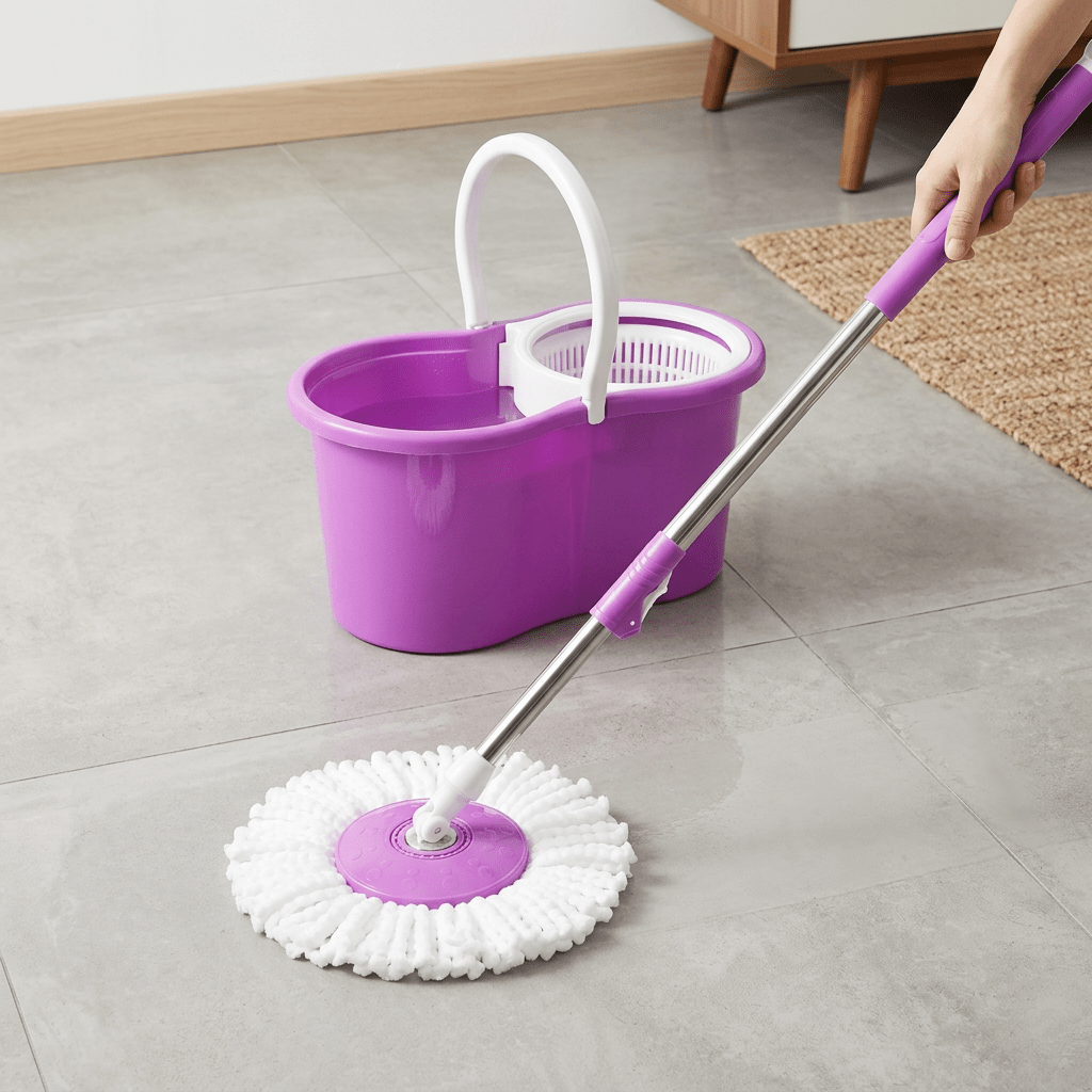 360° Spin Mop and Bucket Set with Wringer, Easy Wring Floor Cleaning Mop with 2 Reusable Microfiber Head for Household Living Room Bedroom Bathroom Toilet