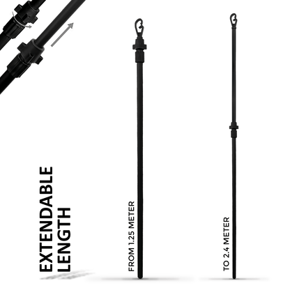 Telescopic Washing Line Prop Pole Clothesline Heavy Duty Garden Dry Clothes Drying Airer Support Clothes Line Pole Galvanised Laundry Outdoor Washing Line Poles Extendable 1.2 to 2.4M, Clotheslines