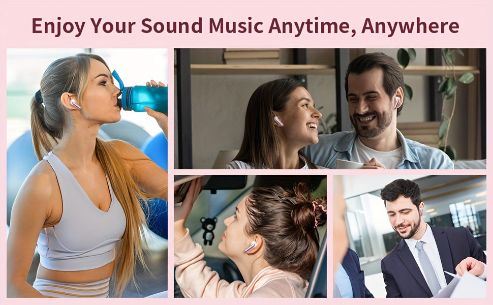 Wireless Earbuds, Wireless 5.3 Headset Bass Stereo, Earbuds with Noise Cancelling Microphone LED Display, In Ear Headphones, 36 Hours Of Playback Time, Suitable for Laptop Pad Mobile Phone Exercise