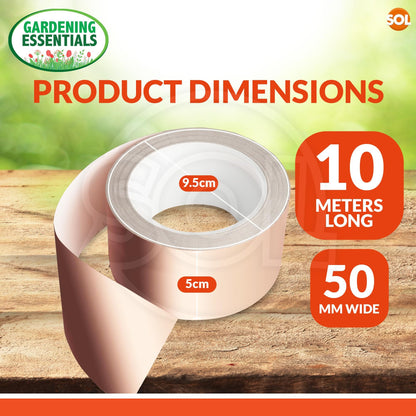 2 Pack Copper Slug Tape | 10m x 50mm Weatherproof Slug & Snail Repellent | Humane Copper Tape for Garden Pest Control | Safe for Pets & Plants | Long-Length Adhesive Barrier for Flower Pots, Garden Beds & Indoor Protection