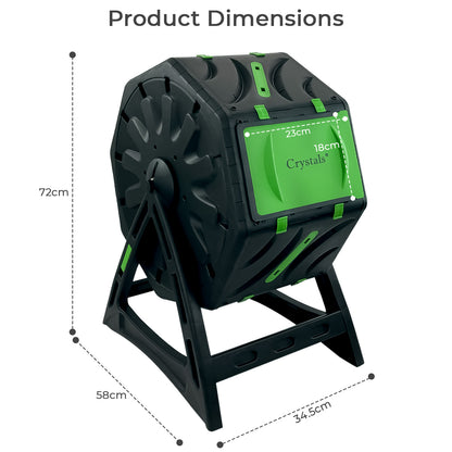 65L Garden Compost Bin, Rotating Tumbling Composter Bin for Garden, Barrel Rotating Composter with Air Holes
