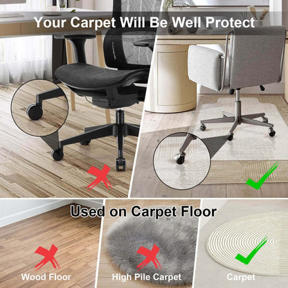 PVC Clear Chair Mat Non Slip Office Chair Desk Mat Floor Computer Carpet Protector Plastic Clear