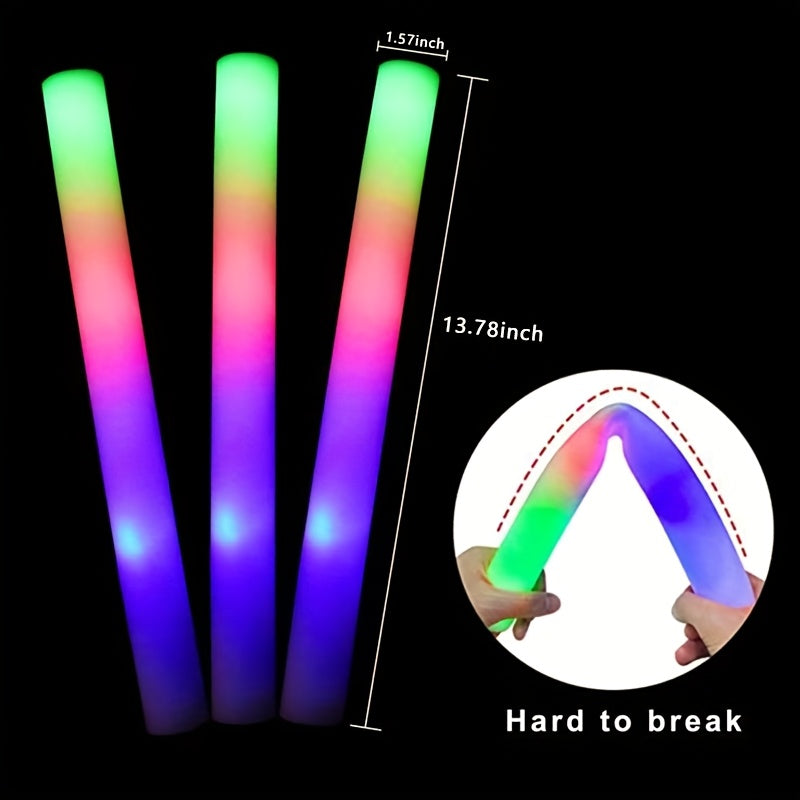 42pcs LED Foam Light Up Sticks Bulk - 3-Color Flashlight Party Favors for Weddings, Sports Events, Concerts, Camping & Glow Party Celebrations