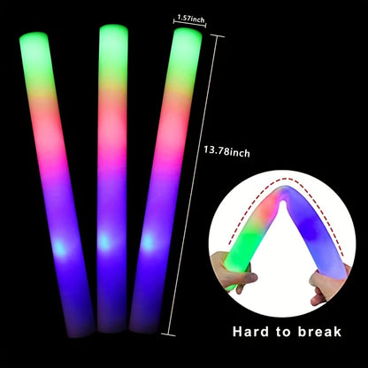 42pcs LED Foam Light Up Sticks Bulk - 3-Color Flashlight Party Favors for Weddings, Sports Events, Concerts, Camping & Glow Party Celebrations